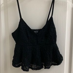 Topshop Black Lace Crop Top